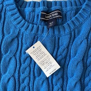 Tall Lands End Cotton Drifter Cable Knit Cotton Sweater